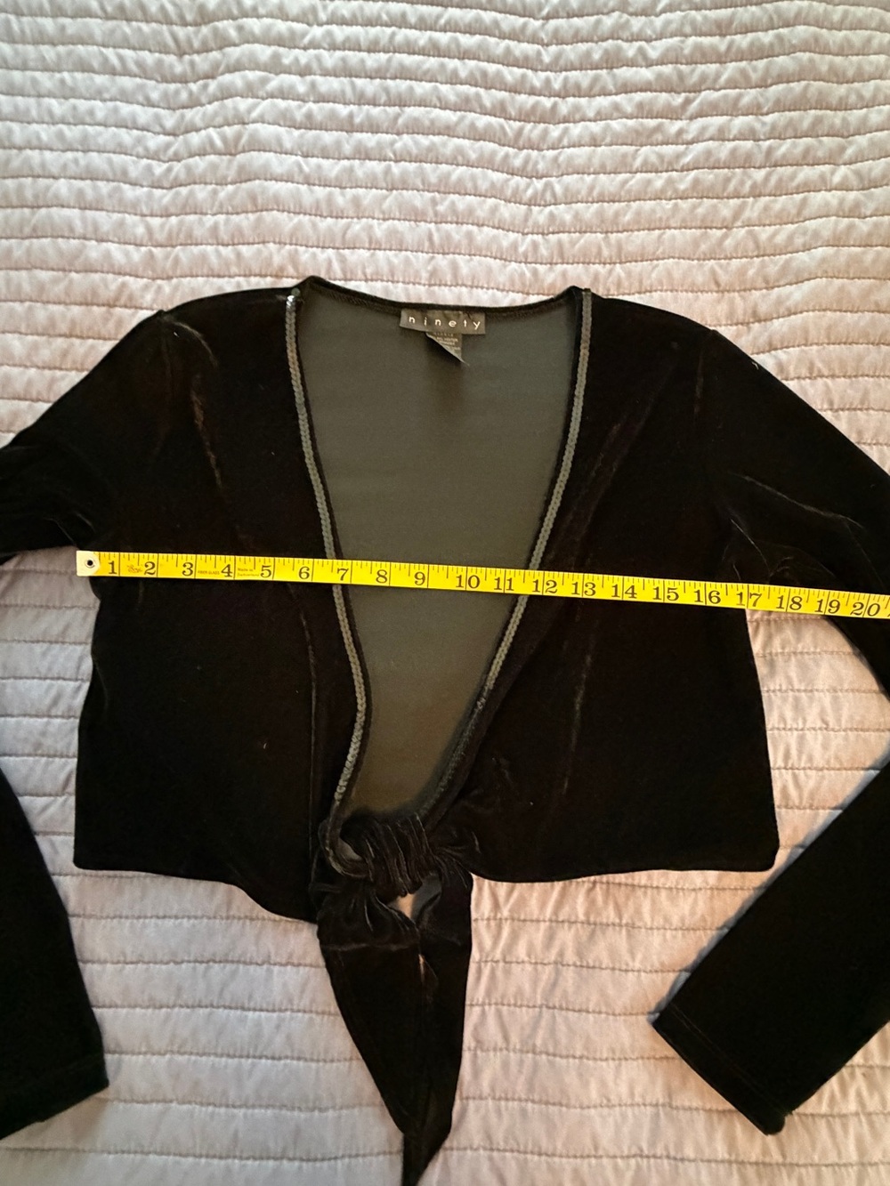 🌹 ninety brand Black Velvet Tie-Front Womens jacket & Top with Sequin Trim #0098 - Picture 12 of 16
